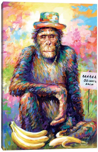 Banana King Canvas Art Print - Monkey Art