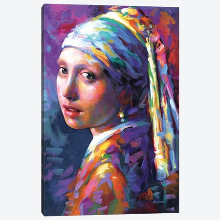Girl With A Pearl Earring Canvas Print #DVI305} by Leon Devenice Canvas Art Print