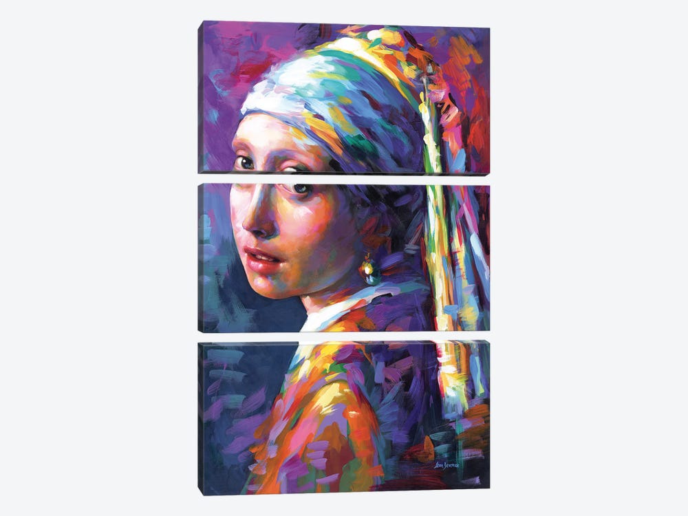 Girl With A Pearl Earring by Leon Devenice 3-piece Canvas Art