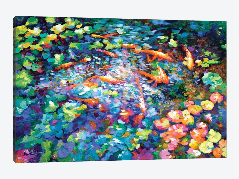 Koi Fish And Water Lilies II by Leon Devenice 1-piece Art Print