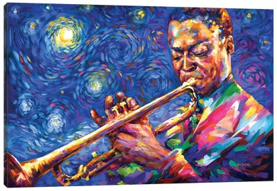 Van Gogh Would Of Loved Miles Davis Canvas Art Print - Starry Night Collection