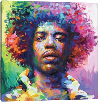 Jimi Hendrix Portrait Canvas Art Print - Sixties Nostalgia Art