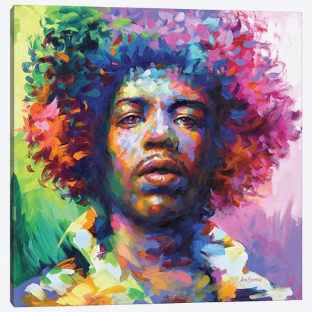 Jimi Hendrix Portrait Canvas Print #DVI314} by Leon Devenice Canvas Art