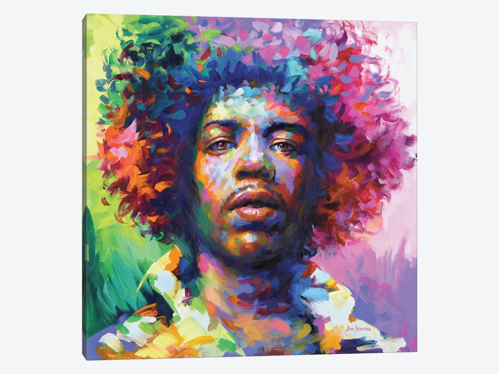 Jimi Hendrix Portrait by Leon Devenice 1-piece Canvas Artwork