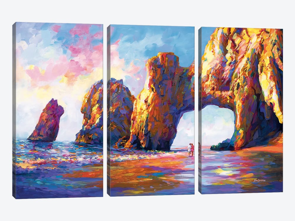 Memories Of The Arch Of Cabo San Lucas by Leon Devenice 3-piece Canvas Wall Art
