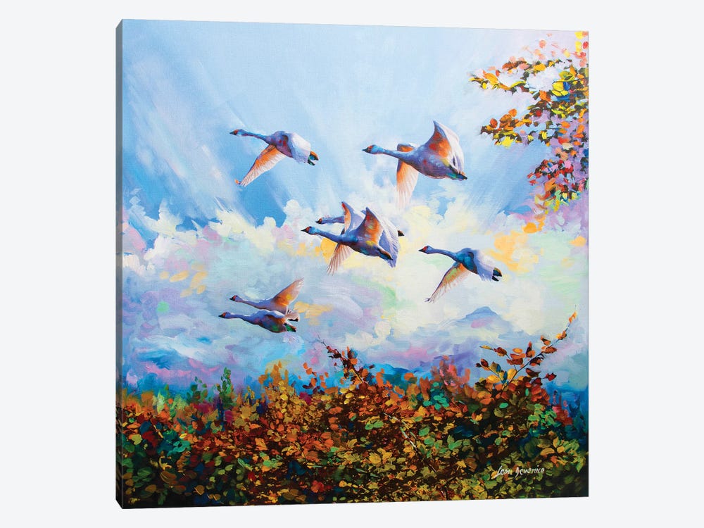 Flying Swans by Leon Devenice 1-piece Canvas Print