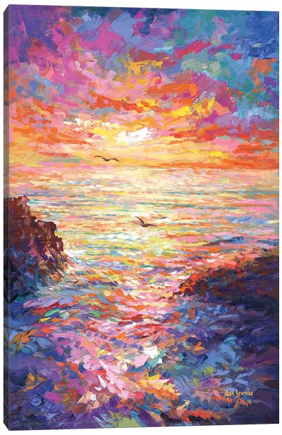 Ocean Sunset II Canvas Art Print - Intense Impressionism