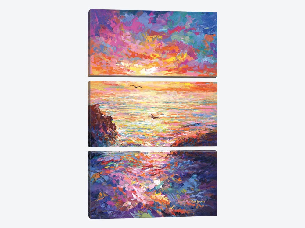 Ocean Sunset II by Leon Devenice 3-piece Canvas Art