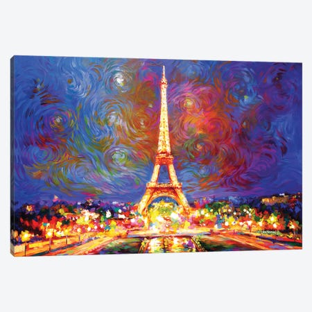 Eiffel Tower At Night Canvas Print #DVI326} by Leon Devenice Canvas Print