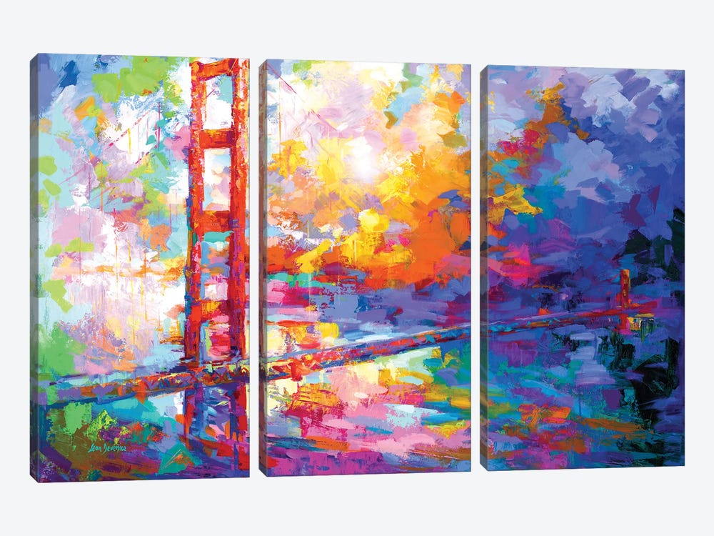Golden Gate Bridge, San Francisco, California II by Leon Devenice 3-piece Canvas Wall Art