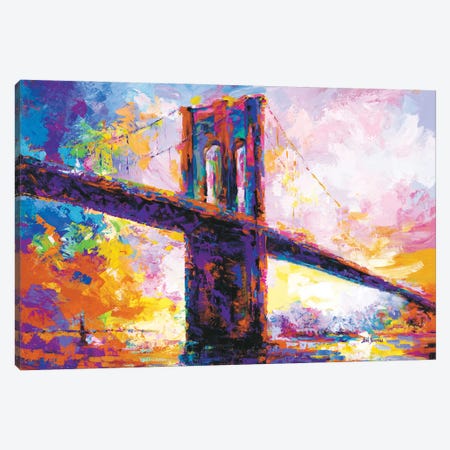 Brooklyn Bridge, New York City Canvas Print #DVI328} by Leon Devenice Canvas Artwork