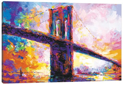 Brooklyn Bridge, New York City Canvas Art Print - Leon Devenice