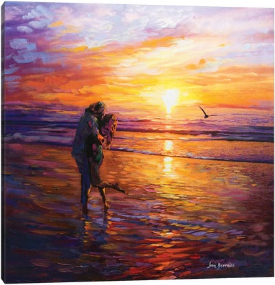 Forever Love Canvas Art Print - Beach Sunrise & Sunset Art