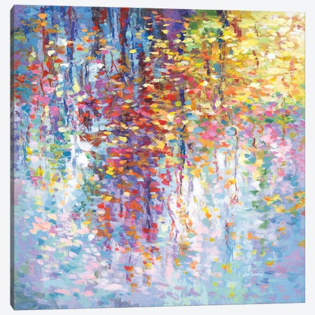 Autumn, Reflection In The Water Of Fallen Leaves, Branches Of A Tree Canvas Print #DVI341} by Leon Devenice Canvas Wall Art