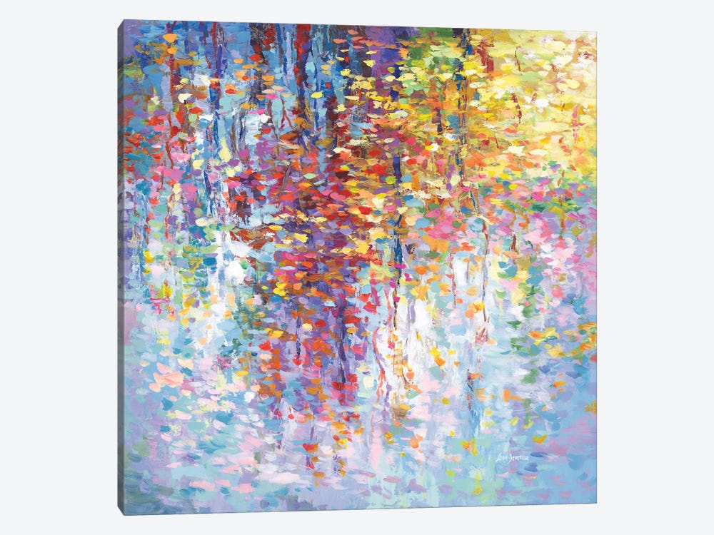 Autumn, Reflection In The Water Of Fallen Leaves, Branches Of A Tree by Leon Devenice 1-piece Canvas Wall Art