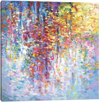Autumn, Reflection In The Water Of Fallen Leaves, Branches Of A Tree Canvas Art Print - Leon Devenice