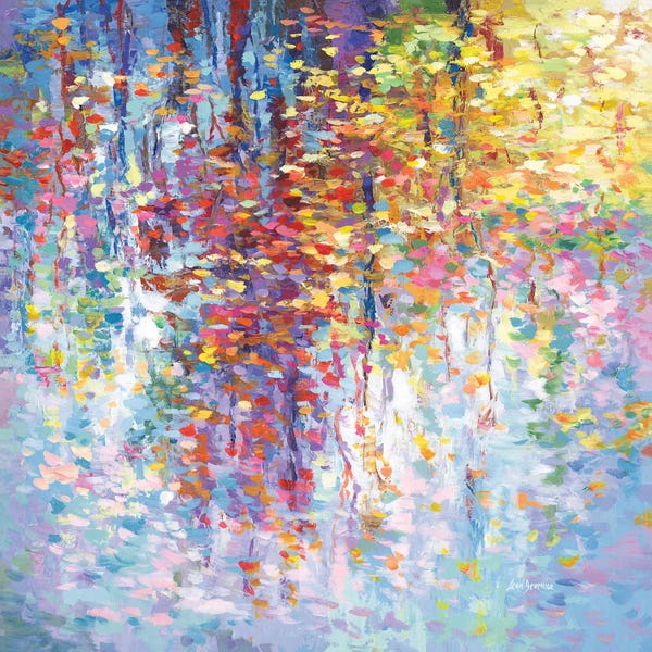 Leon Devenice: Autumn, Reflection In The Water Of Fallen Leaves, Branches Of A Tree by Leon Devenice