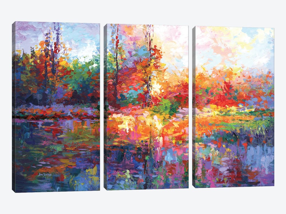Colorful Autumn Landscape III by Leon Devenice 3-piece Canvas Art