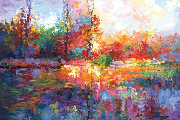 Leon Devenice: Colorful Autumn Landscape III by Leon Devenice
