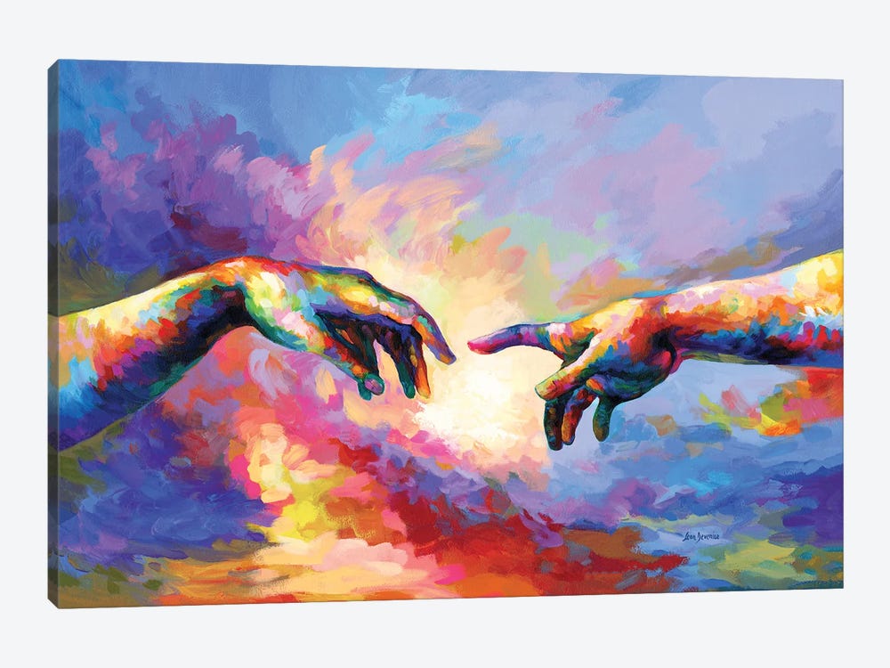Creation Of Adam Hands by Leon Devenice 1-piece Canvas Wall Art