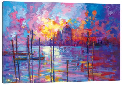 Sunset In Venice, Italy Canvas Art Print - Leon Devenice