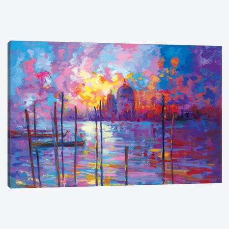Sunset In Venice, Italy Canvas Print #DVI349} by Leon Devenice Canvas Wall Art