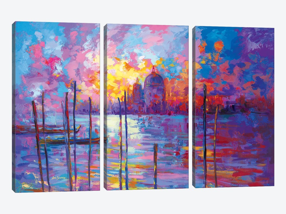 Sunset In Venice, Italy by Leon Devenice 3-piece Canvas Artwork
