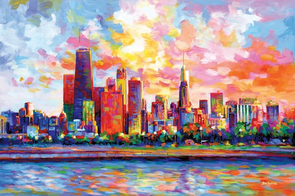 Wall Art: Chicago Skyline by Leon Devenice