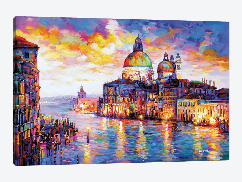 Grand Canal And Basilica Di Santa Maria Della Salute, Venice, Italy by Leon Devenice 1-piece Canvas Wall Art
