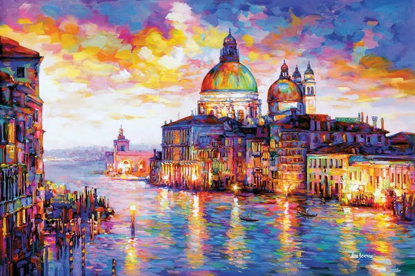 Leon Devenice: Grand Canal And Basilica Di Santa Maria Della Salute, Venice, Italy by Leon Devenice
