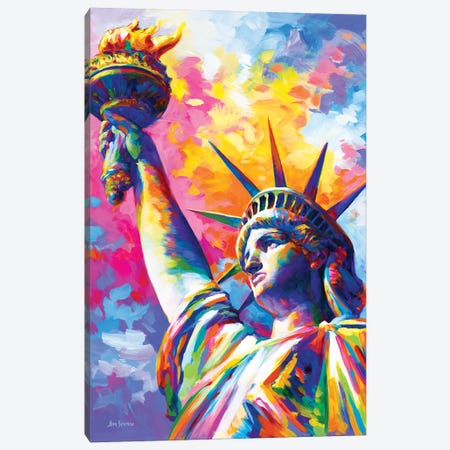 Statue Of Liberty, New York City Canvas Print #DVI357} by Leon Devenice Canvas Wall Art