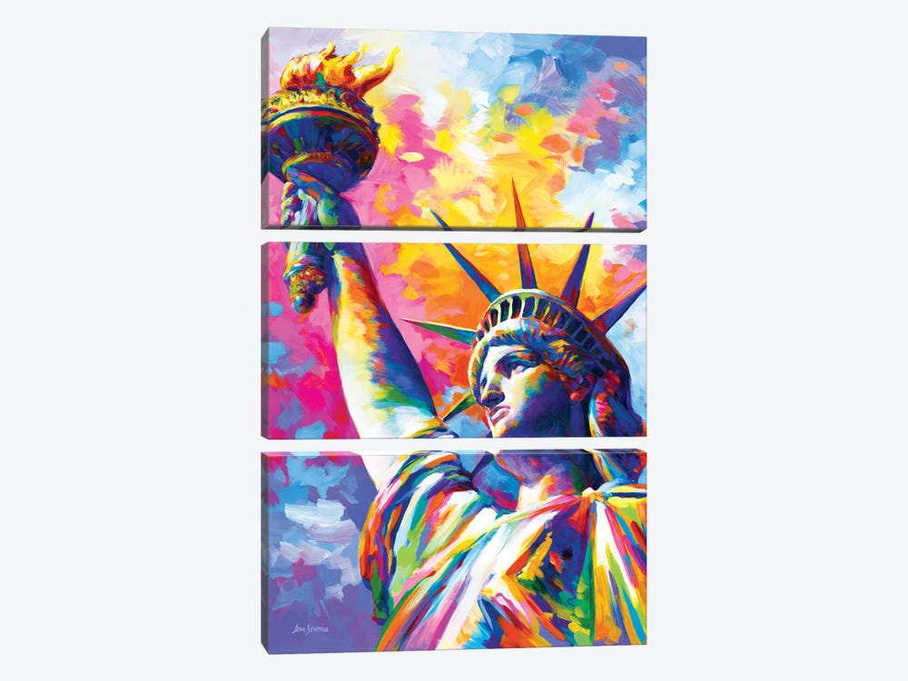Statue Of Liberty, New York City by Leon Devenice 3-piece Canvas Print