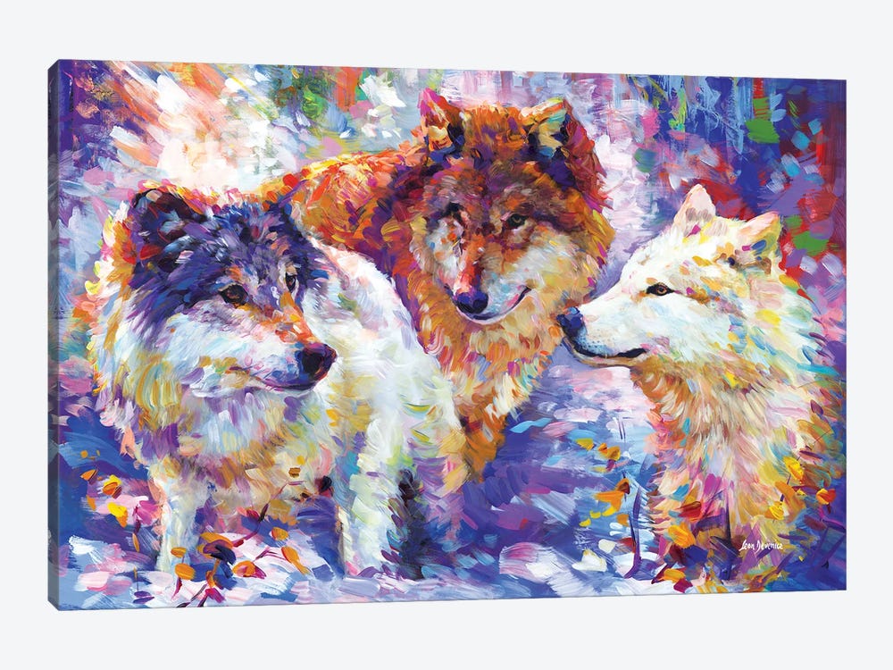 Gentle Hearted Wolf Pack by Leon Devenice 1-piece Canvas Art Print