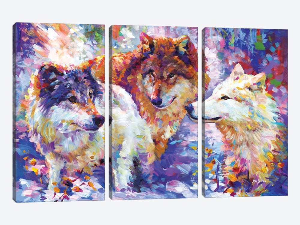 Gentle Hearted Wolf Pack by Leon Devenice 3-piece Canvas Art Print
