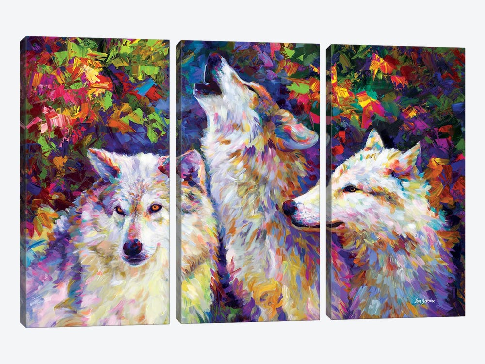 Majestic Wolves by Leon Devenice 3-piece Canvas Artwork