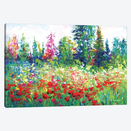 Blooming Wildflower Landscape Canvas Print #DVI362} by Leon Devenice Canvas Wall Art