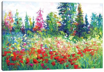 Blooming Wildflower Landscape Canvas Art Print - Leon Devenice