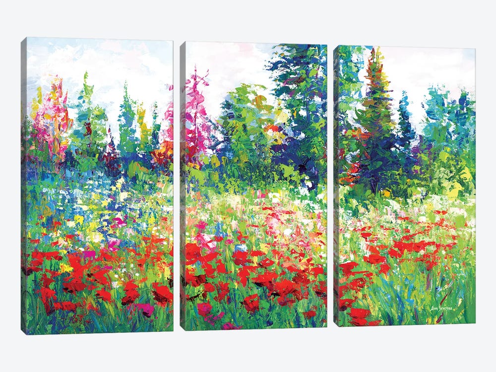 Blooming Wildflower Landscape by Leon Devenice 3-piece Canvas Art Print