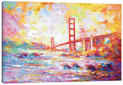 Golden Gate Bridge, View From Marshall's Bridge In California Canvas Art Print - Golden Gate Bridge