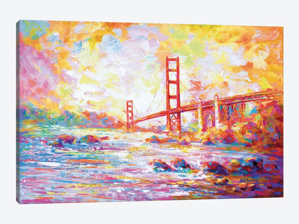 Golden Gate Bridge, View From Marshall's Bridge In California by Leon Devenice 1-piece Canvas Art Print