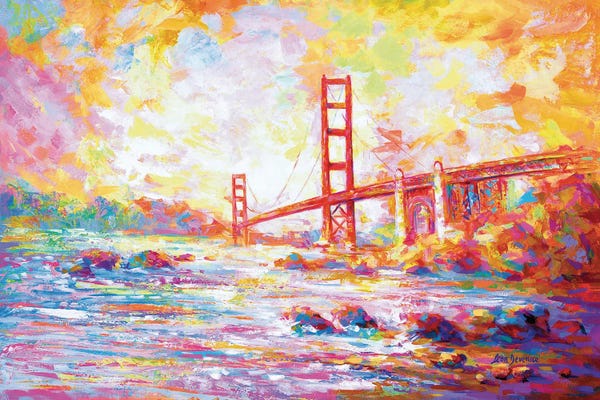 Leon Devenice: Golden Gate Bridge, View From Marshall's Bridge In California by Leon Devenice