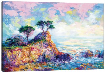 Lone Cypress In Pebble Beach, California II Canvas Art Print - Lake & Ocean Sunrise & Sunset Art