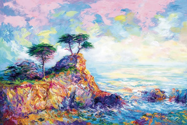 Large Coastal Art - Canvas Prints: Lone Cypress In Pebble Beach II, California by Leon Devenice