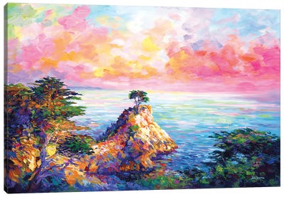 Lone Cypress In Pebble Beach, California Canvas Art Print - Rocky Beach Art