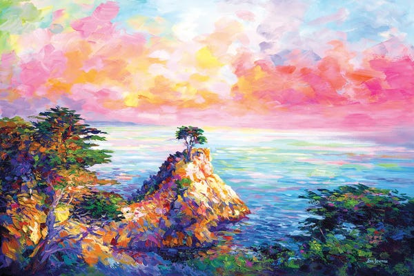 Large Coastal Art - Canvas Prints: Lone Cypress In Pebble Beach I, California by Leon Devenice