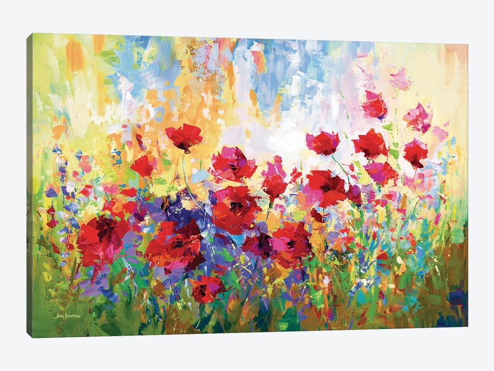 Poppy Flower Field II by Leon Devenice 1-piece Canvas Wall Art