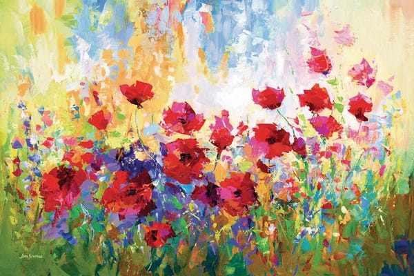 Leon Devenice: Poppy Flower Field II by Leon Devenice