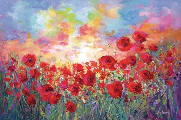 Leon Devenice: Poppy Flower Field by Leon Devenice