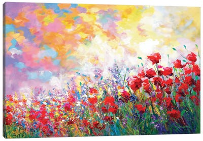 Spring Wildflowers Canvas Art Print - Poppy Art