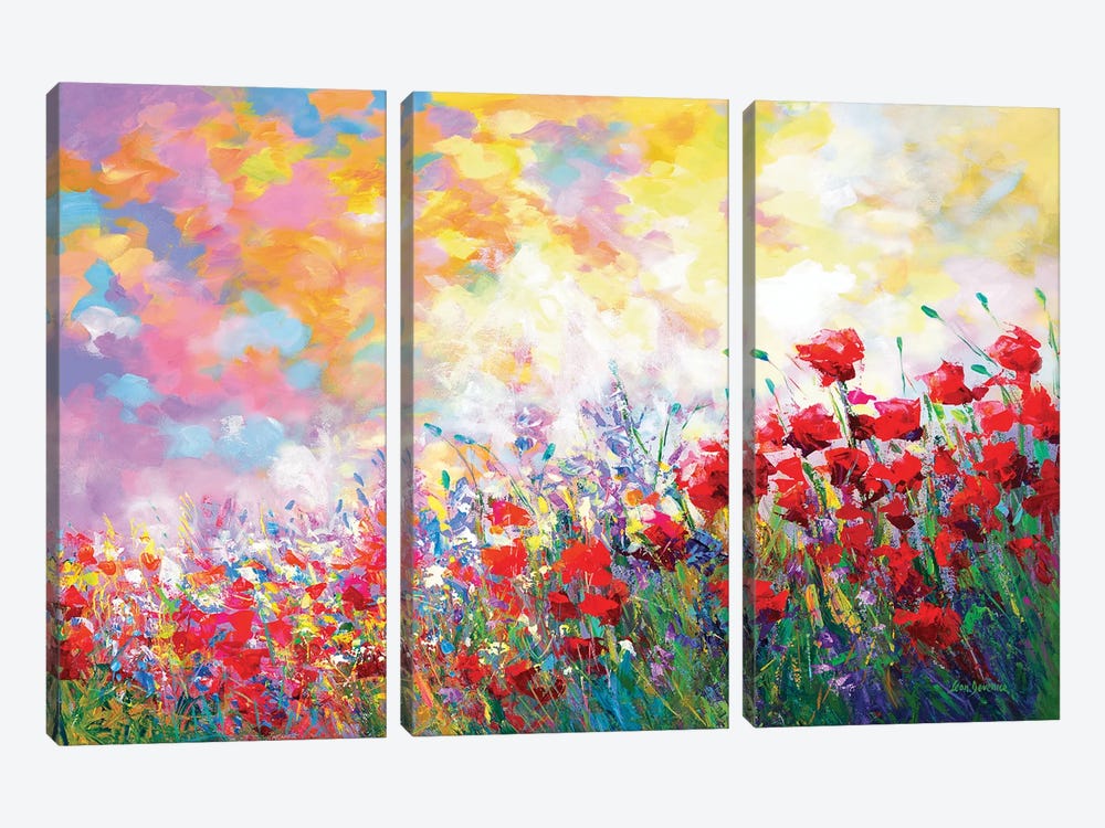 Spring Wildflowers by Leon Devenice 3-piece Canvas Art